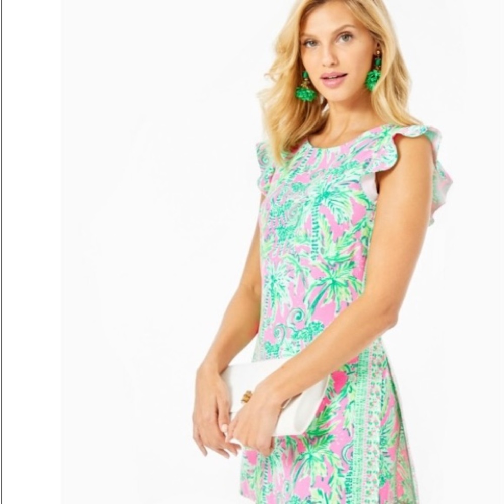 Lilly Pulitzer Adda Romper Flutter Sleeve in Prosecco Pink Hangin Around Size 16